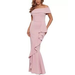 Betsy & Adam Off-Shoulder Pink Dress